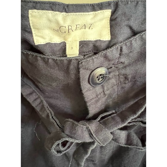 The Great Navy Convertible cotton Linen Belted Pants sz 3/Large - Picture 7 of 7